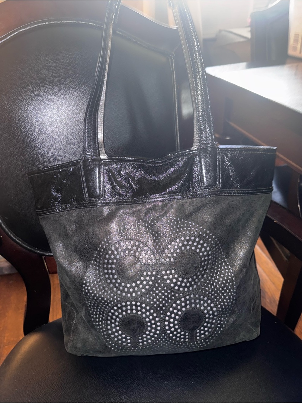 Coach Audrey Perforated Leather Tote Bag dotted "C" signature logo design